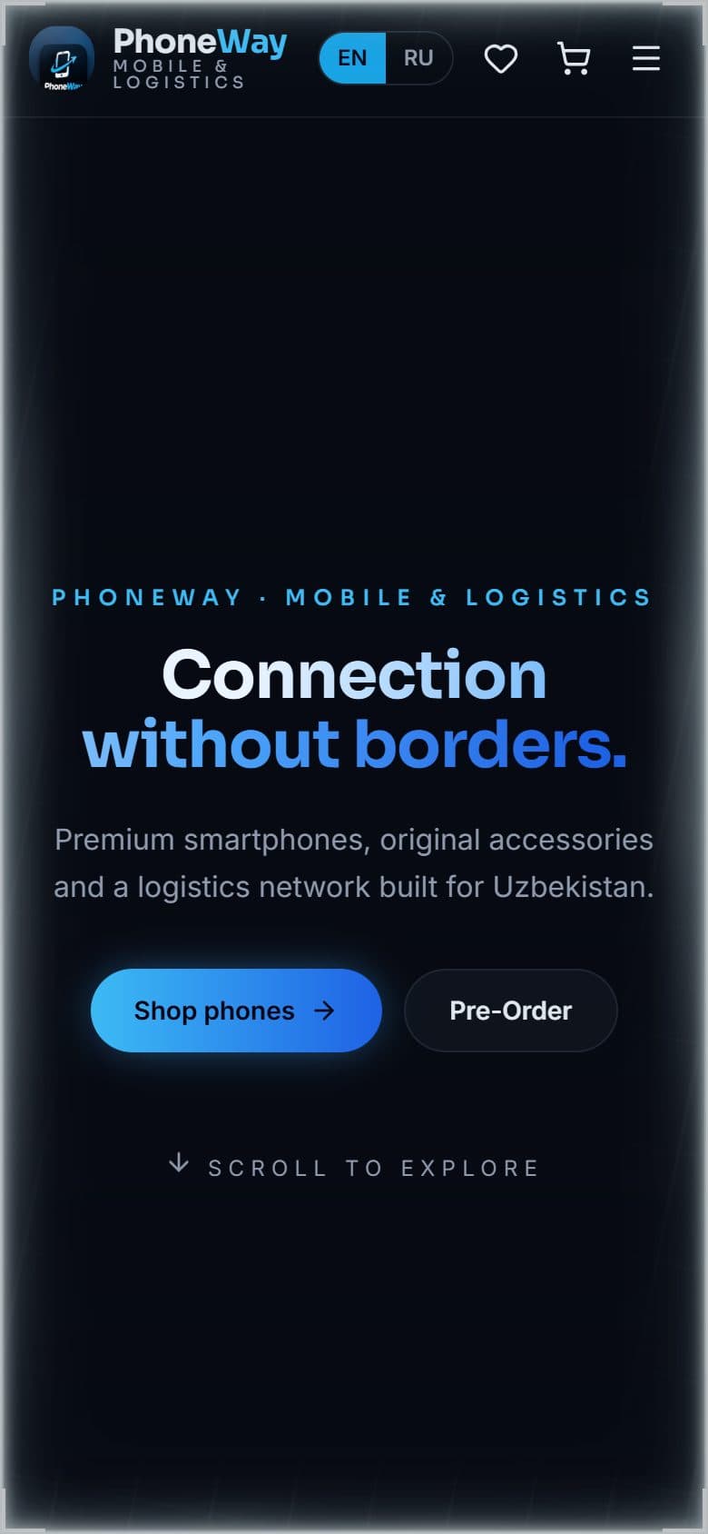 PhoneWay mobil versiyasi — haqiqiy skrinshot